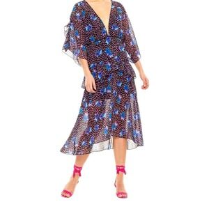 La Maison‎ Talulah Jet Rose Midi Dress Tiger Floral Size Extra Small Sheer Fairy